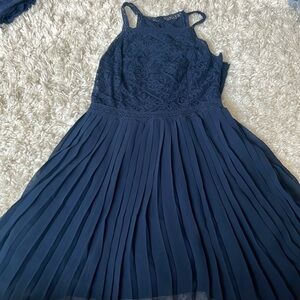 Hollister Navy blue pleated/lace dress-worn once!